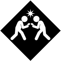 歩きスマホ衝突危険「注意喚起サイン」のイラスト・黒ベタに白抜き