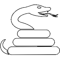 危険な毒蛇に対する「注意喚起サイン」のイラスト・白図に黒罫線