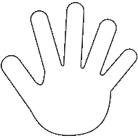 手を突き出して制止「注意喚起サイン」のイラスト・白ベタに黒線縁取り