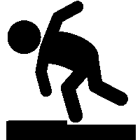 通路の段差での躓き防止の「注意喚起サイン」のイラスト・図は黒ベタ