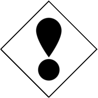 警戒の感嘆符「注意喚起サイン」のイラスト・白地に黒枠線、図は黒