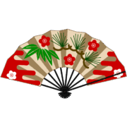 きらびやかなお正月の飾り扇子のイラスト