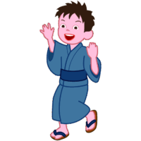 夏祭り・花火大会に！元気いっぱいな浴衣姿の男の子のイラスト