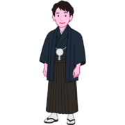 正月に羽織袴で正装している若い男性のイラスト
