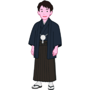 正月に羽織袴で正装している若い男性のイラスト