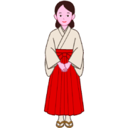 新年を清々しく迎える！ 神前に控える巫女さんのイラスト
