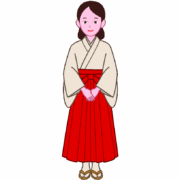 新年を清々しく迎える！ 神前に控える巫女さんのイラスト