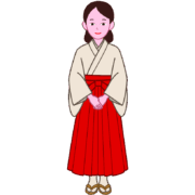 新年を清々しく迎える！ 神前に控える巫女さんのイラスト