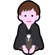 【無料/商用可】新年の挨拶アイコン：羽織袴姿の少年（お辞儀・和風・PNG）