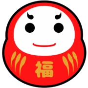 新年に福を呼ぶかわいい福だるまのアイコンイラスト素材