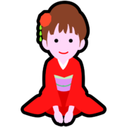 少女挨拶アイコン 正座して手を前にそろえて新年の挨拶をしている少女のイラスト