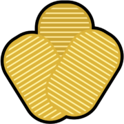 小判アイコン 黄金色の小判が3枚、互い違いに重なっているアイコン