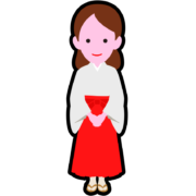 巫女アイコン 正月の神社で働く「巫女(みこ)」のアイコンイラスト素材
