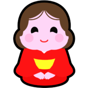 にこやかで、ふっくらと福々しいお福さんのアイコン