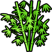 竹アイコン 鮮やかな緑色で描かれ、黒い縁取りでくっきりした印象の竹のアイコン素材