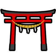 鳥居アイコン 新年を迎えるために注連縄を新しく張った赤い鳥居のアイコン