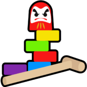 ダルマ落としアイコン 正月の遊び、カラフルな「達磨(だるま)落とし」のアイコン