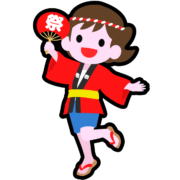 法被姿で楽しそうに踊っているお祭り女子のアイコン