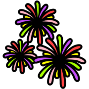 お祭りの夜の色鮮やかな花火のアイコン