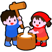 餅つきをする子どものアイコン素材｜お正月・冬の行事・保育・フリー素材