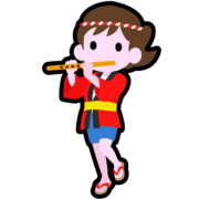 祭囃子の演奏で横笛を吹く少女のアイコン