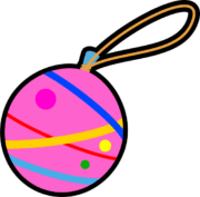 夏祭りの定番、ピンクのヨーヨー（水風船）のアイコン