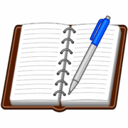 罫線のひかれた手帳とボールペンのイラスト