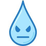 怖い顔で怒っている雨粒キャラクターのイラスト