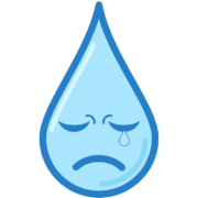 涙を流して泣いている雨粒キャラクターのイラスト