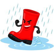 梅雨に負けない元気な長靴のキャラクターイラスト