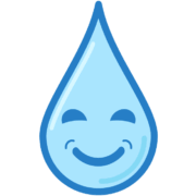 にっこり笑顔の雨粒キャラクターのイラスト