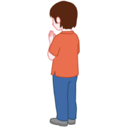 手を合わせて祈る少女の斜め後ろ姿のイラスト