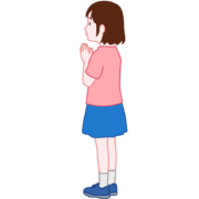 横顔で祈りを捧げる清楚な少女のイラスト