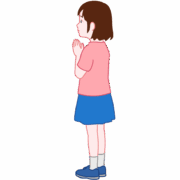 横顔で祈りを捧げる清楚な少女のイラスト