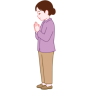 手を合わせて祈る女性の横ポーズイラスト