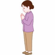 手を合わせて祈る女性の横ポーズイラスト
