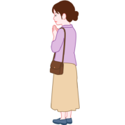 手を合わせて祈る女性の横顔と全身イラスト