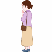 手を合わせて祈る女性の横顔と全身イラスト