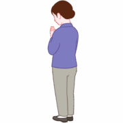 手を合わせて祈る女性の後姿のイラスト