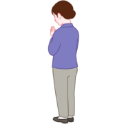手を合わせて祈る女性の後姿のイラスト