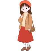 オシャレな少女 オシャレな秋服を着込んで外出する少女のイラスト
