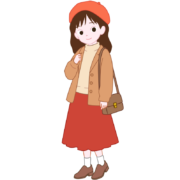 オシャレな少女 オシャレな秋服を着込んで外出する少女のイラスト