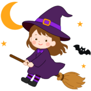ハロウィンの魔女の少女のイラスト