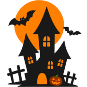 ハロウィンのお化け屋敷のイラスト