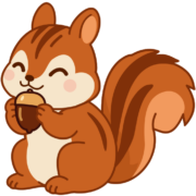ドングリを手で抱えて食べている可愛いリスのイラスト