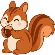 可愛いリス ドングリを手で抱えて食べている可愛いリスのイラスト