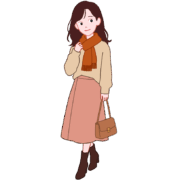 秋のファッション 秋のファッションを身に付けたおしゃれな女性のイラスト