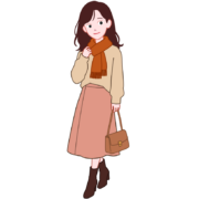 秋のファッション 秋のファッションを身に付けたおしゃれな女性のイラスト