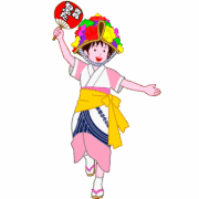 Clip art of a woman dancing energetically to the “Haneto” dance at the Aomori Nebuta Festival