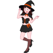 魔女コスチューム ハロウィンでセクシーな魔女コスチュームを着た若い女性のイラスト